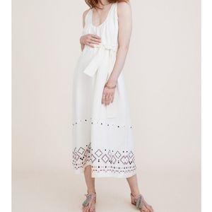 Hatch Martinique Linen Embroidered Maternity Dress.